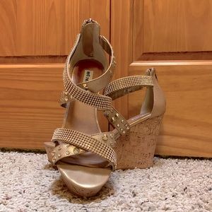 Not Rated brand heeled cork wedges.